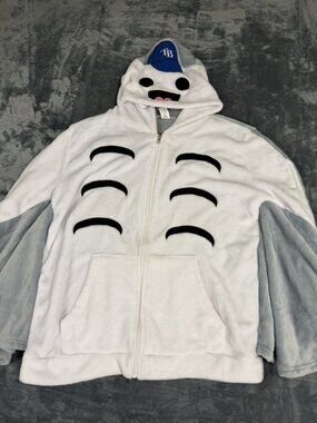TB Womens White & Gray Plush Character Hoodie Jacket XL
